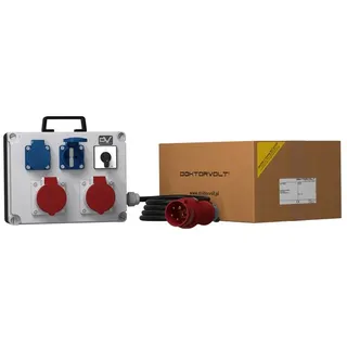 Doktorvolt Stromverteiler Fred 2x16A 2x230V Nockenschalter 0-1 Kabel Mennekes Doktorvolt® DV-0861-D