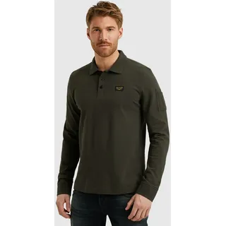 Langarm-Poloshirt PME LEGEND, Herren, Gr. XXL, grün (beluga), Web, Obermaterial: 95% Baumwolle, 5% Elasthan, unifarben, regular fit normal, ohne Ausschnitt, Rippbündchen, Shirts Langarm-Poloshirt, mit Logo Stickerei