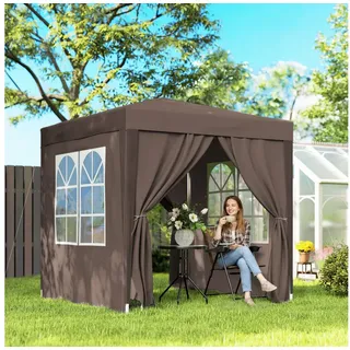 Outsunny Faltpavillon 2 x 2 m inkl. 4 Seitenteile Braun/Weiß