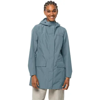 Jack Wolfskin Damen Cape York Paradise Coat, Wetterschutzjacke aus recyceltem TEXAPORE ECOSPHERE, Regenmantel mit Allover-Print auf der Innenseite, wasser- & winddicht