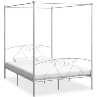 vidaXL Himmelbett Gestell Weiß Metall 140 x 200 cm - Bettgestell - Bettgestelle - Bettrahmen - Doppelbett - Weiß