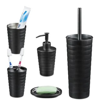 Relaxdays Badaufbewahrung, 5-TLG., Badezimmer-Set