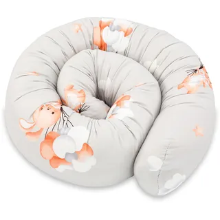 Totsy Baby Seitenschläferkissen Bettschlange Body Pillow 400 cm Baumwolle - Kopfkissen lang Bettrolle Schlafkissen Nackenrolle Kissen Oeko-Tex Kaninchen