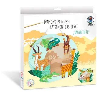 Ursus Diamond Painting Laternen-Bastelset Safaritiere 20 x 18,7 x 8 cm