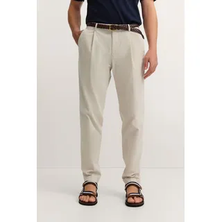 Bundfaltenhose BUGATTI "Tapered Fit", Herren, Gr. 38, Länge 30, 10, weiß, 97% Baumwolle, 3% Elasthan, unifarben, gerade, unten schmal, Hosen Bundfaltenhose, aus Luxury Pima Cotton Feincord