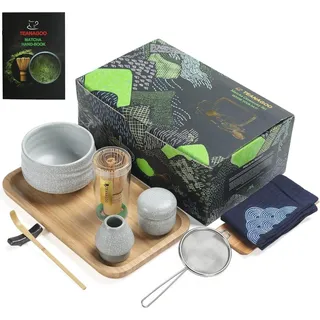 Matcha Teeservice Japanisches Set Bambus Schneebesen Schale Sieb O5 10-tlg