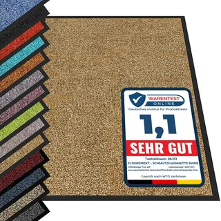 etm Hochwertige Fußmatte | schadstoffgeprüft | bewährte Eingangsmatte in Gewerbe & Haushalt | Schmutzfangmatte mit Top-Reinigungswirkung | Sauberlaufmatte waschbar & rutschfest (90x150 cm, Beige)