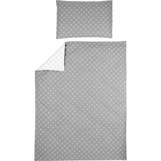 Meyco Baby X Mrs.Keizer Louis Bettwäsche, Juniorbett (atmungsaktives Material, Bettbezug aus 100% Baumwolle, inklusive Kopfkissenbezug, Maschinenwaschbar, Maße: 120 x 150 cm), Grau