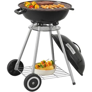 casa.pro Holzkohlegrill Apricena 80 x 49 x 47 cm Schwarz/Silber
