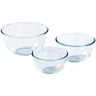 Pyrex 8023509 Salatschüssel / Rührschüssel aus Glas, 0,5 l, 1 l, 2 l, Borosilikatglas, sehr robust,