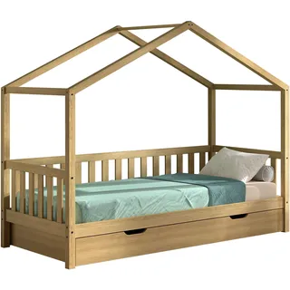 Vipack »Dallas aus massiver Eiche, natur geölt in zeitlosem Design« (B/H/T ca. 210x170x97 cm) inkl. Massivholz Rolllattenrost, hochwertig verarbeitet, mit oder ohne Bettschublade auf Rollen