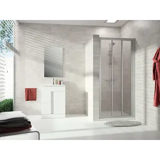 HÜPPE Alpha 2 Gleittür, 2-teilig, mit festem Segment, 900x1900mm, vollgerahmt, A22203087264, Duschkabine: Profilfarbe silber matt Kunstglas Pacific S klar