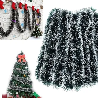 ErgoBuild Weihnachtsgirlande 10m, Weihnachtsbaum Lametta Girlande, Deko Girlande Weihnachten Outdoor, Künstliche Tannengirlande, für Weihnachtsdeko, Treppe, Türen Kamine Treppengeländer, Grüne Weiß