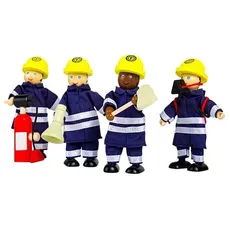 Tidlo Wooden Dollhouse Dolls Firefighters 4 pcs.