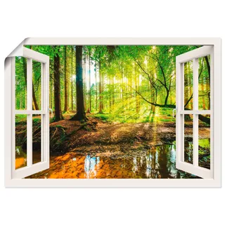 Artland Wandbild »Fensterblick - Wald mit Bach«, Wald, (1 St.), als Leinwandbild, Poster, Wandaufkleber in verschied. Größen, weiß