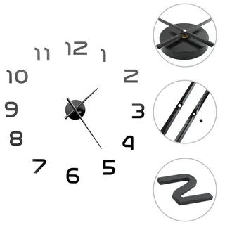 vidaXL 3D-Wanduhr Modernes Design 100 cm XXL Schwarz - Schwarz