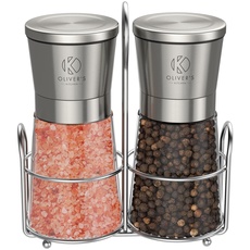 Oliver's Kitchen ® Salz und Pfeffermühle - Premium Keramikmühlen 2 Stück – Einfach aufzufüllen – manueller Salz und Pfefferstreuer mit verstellbarem Mahlgrad – große Kapazität