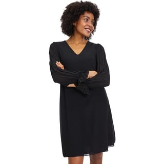 Cartoon Damen Plisseekleid unifarben Schwarz,40