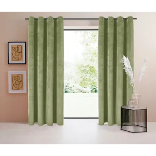 Gardine "LADINA" Gr. 3, grün, B:140cm H:225cm, Polyester, Recyceltes Material, LEGER HOME BY LENA GERCKE, Gardinen, Gardine, blickdichter Vorhang, Samt Vorhang - Premium