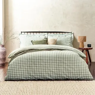 Yard Barton Gingham-Karo-Bettbezug-Set – Wald – King-Size-Bett, Grün