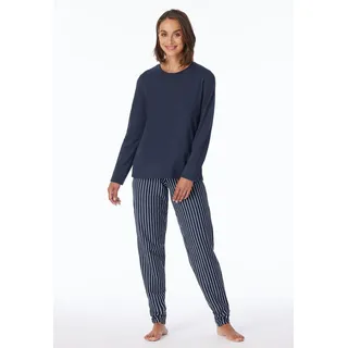 uncover by SCHIESSER Schlafanzug »Uncover Nightwear« 2 mit Rundhalsausschnitt, Langarm, Single Jersey-Qualität, blau