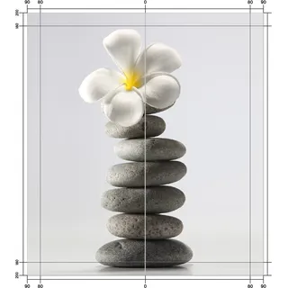 Wallario selbstklebende Duschrückwand 180 x 200 cm mit Motiv Blume auf gestapelten Steinen - Wandverkleidung mit Hochglanzlaminat in Glasoptik