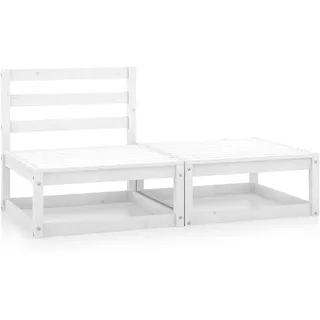 GartenmöBel Set,2-TLG. Garten-Lounge-Set Weiß Kiefer Massivholz FüR Garten, Terrasse, AußEnbereich, Balkon - Weiß