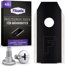 Filzada® 45x Mähroboter Messer Carbon inkl. Schrauben - Ersatzmesser für Rasenmäher kompatibel mit Husqvarna Mähroboter, Gardena Sileno & Yard Force - Geeignet für Husqvarna Automower Messer