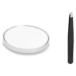 INF 20x Vergrößerungs Make-up Spiegel mit Pinzette - Kosmetikspiegel Saugnapf
