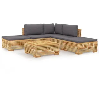 vidaXL 6-tlg. Garten-Lounge-Set mit Kissen Massivholz Teak - Braun