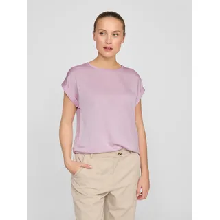 VILA Kurzarmshirt "VIELLETTE S/S SATIN TOP - NOOS", Damen, Gr. 38, rosa (winsome orchid), Satin, Obermaterial: 100% Polyester, unifarben, regular fit normal, Rundhals, mit Umschlag, Shirts, Satin Optik