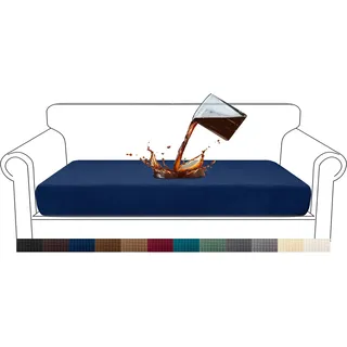 Granbest Premium Wasserdicht Sofa Sitzkissenbezug, High Stretch Jacquard Sitzkissenschutz Sofasitzbezug für Couch (3 Sitzer, Dunkelblau)