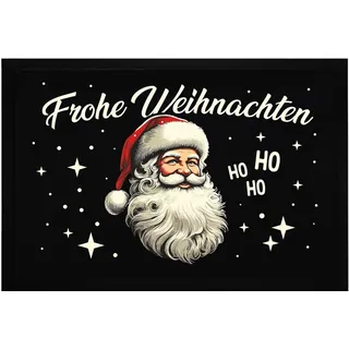 MoonWorks® Fußmatte Frohe Weihnachten Santa Claus Weihnachtsmann Retro Vintage Design rutschfest & waschbar Schwarz 60x40cm