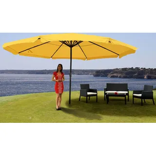 Sonnenschirm Meran Pro, Gastronomie Marktschirm mit Volant Ø 5m Polyester/Alu 28kg gelb ohne Ständer - Gelb