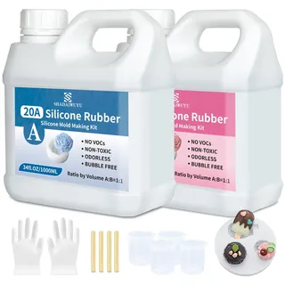Flüssiges Silikon,2000ml Abformsilikon 1:1 Verhältnis,20A Silikon Transparent für Silikon zum Gießen,Silikonformen,DIY Harzformen,Kerzenform,Seifenform,Basteln
