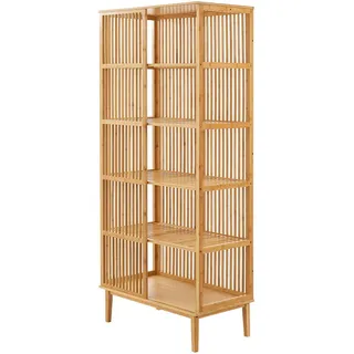 [en.casa] Standregal Trundholm , Naturfarben , Holz , Bambus , 80x185x45 cm , Wohnzimmer, Regale, Bücherregale