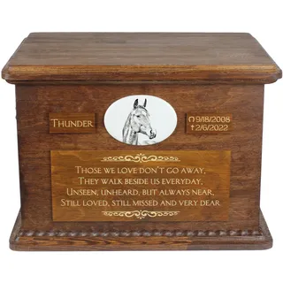 Amerikanisches Warmblut Urn für Pferdeasche, personalisierte Urne mit Foto, große Box für Pferdeasche von der Marke Art-Dog