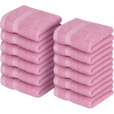 Utopia Towels - 12er Pack Seiftücher mit Aufhängeschlaufen 30x30 cm, aus 100% Baumwolle weiche und saugfähige Waschlappen für die Gesichtsreinigung (Rosa)