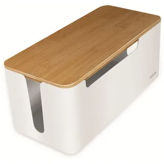 Logilink Kabelbox 32 x 14 x 13 cm 1-tlg. weiß mit Bambus-Deckel