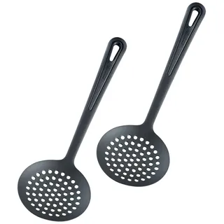 Westmark 2 Schaumlöffel/Schöpf-/Abseihlöffel, Hochhitzebeständig bis 270 °C/ 518 °F, Länge: 32,2 cm, Gentle Plus, Schwarz, 285022E5