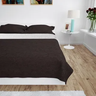 The Living Store Zweiseitige Tagesdecke Gesteppt 170 x 210 cm Creme und Braun - Creme