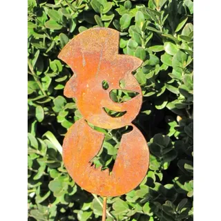 Edelrost Gartenstecker Schneemann