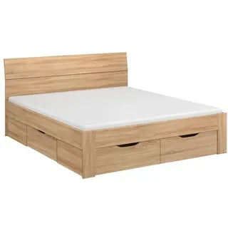 Rauch Möbel Flexx Bett Stauraumbett in Eiche Sonoma, Holz, mit 3 Schubladen als zusätzlichen Stauraum Liegefläche 160 x 200 cm Gesamtmaße Bett BxHxT 165 x 90 x 209 cm