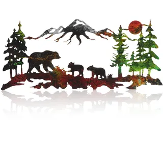 Metallbär Wandkunst Waldbär Wanddekoration Bronze Metall Berg Bär Kabine Dekor Bär Wald Dekor Metall Bär Dekor Rustikale Tier Jagd Dekor für Schlafzimmer Wanddekoration, 11,8 x 6,9 Zoll