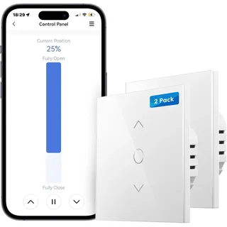 Meross WLAN Rollladenschalter Smart Jalousienschalter 80×80 mm 2 Stück