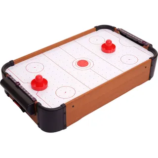 Mini Air Hockey HWC-J10, Tischspiel Lufthockey inklusive Zubehör, Holz 56x30x10cm - Bunt