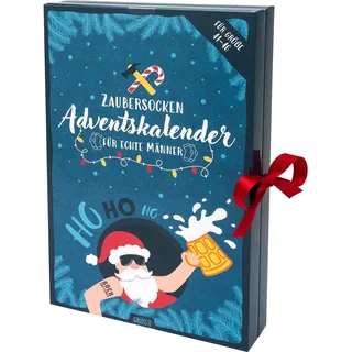 GRUSS & CO Socken Adventskalender für Männer | Kalender mit 12 Paar Herrensocken, einzeln gepresst in 24 Päckchen, Größe 41-46 | Lustiges Geschenk, Männergeschenk | 51181