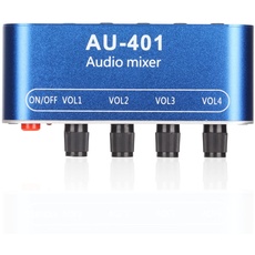 Stereo-Mixer 4-in-1-Ausgang Mini-Audio-Mixer 3,5-mm-Stereo-Klinke Stereo-Line-Mixer Lautstärkeregelung Stage Sub-Mixer für PC, Handy, Laptop Usw