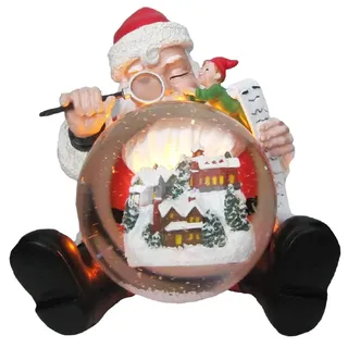 Wichtelstube-Kollektion Weihnachtsmann mit LED Beleuchtung, handbemalt und detailreich - Weihnachtsdeko Innen, Schneekugel Weihnachten, Spieluhr Weihnachten - Elegante Festtagsdekoration
