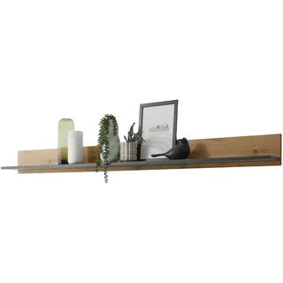 Furn.Design Wandboard grau matt, Eiche Wotan 170 x 15 cm, Wandregal hängend , Holzwerkstoff, Metall , Nachbildung,Eiche , Uni, Holz Optik , 170x15x20 cm , Wohnzimmer, Regale, Wandboards